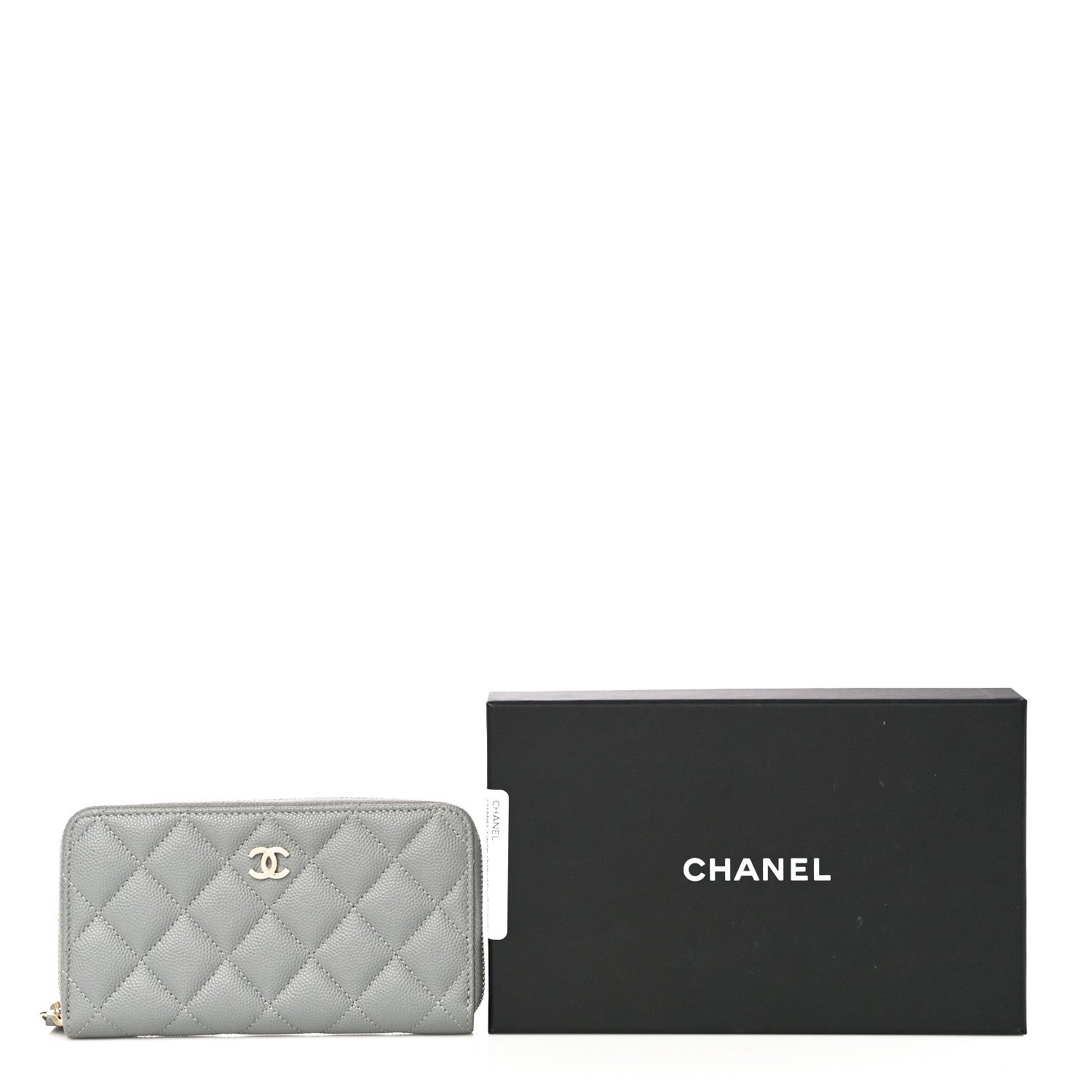 Chanel Caviar Quilted Small Gusset Zip Around Wallet Grey 12 of 12