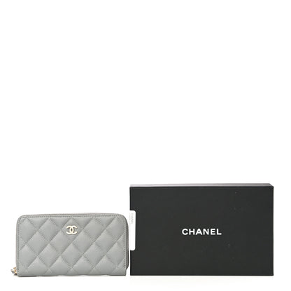 Chanel Caviar Quilted Small Gusset Zip Around Wallet Grey 12 of 12