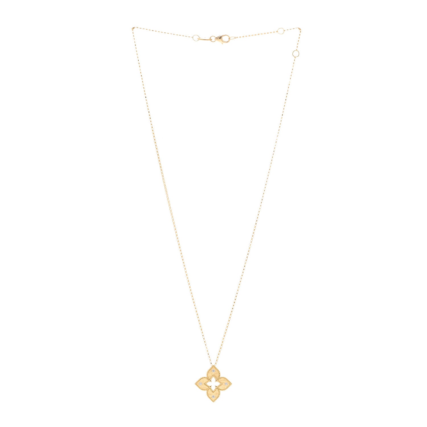 Roberto Coin 18K Yellow Gold Diamond Medium Venetian Princess Flower Pendant Necklace 3 of 5