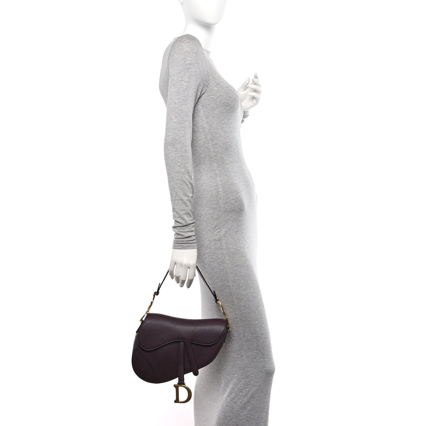 Grained Calfskin Saddle Bag Burgundy
