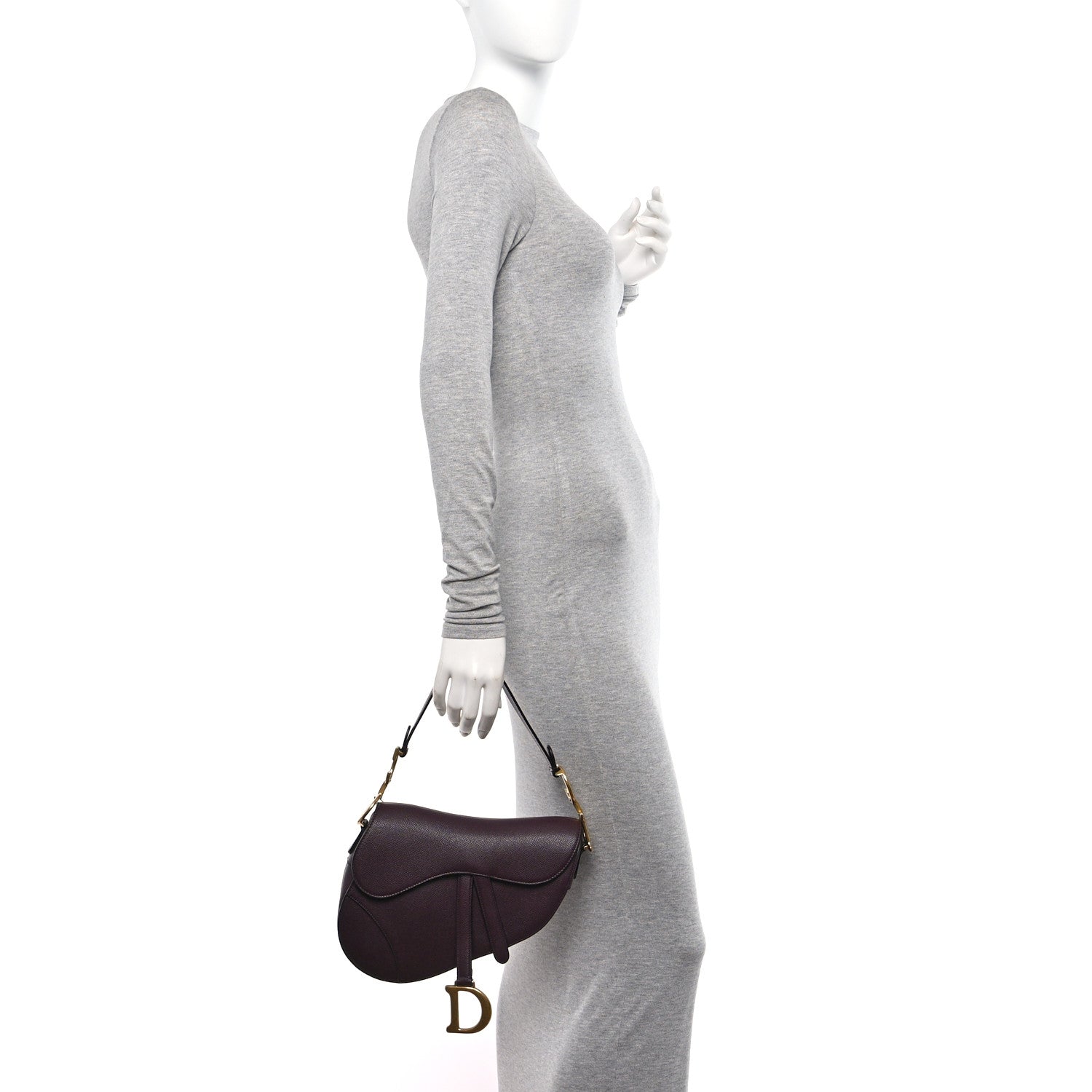 Christian Dior Grained Calfskin Saddle Bag Burgundy 2 of 10