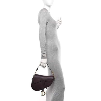 Christian Dior Grained Calfskin Saddle Bag Burgundy 2 of 10