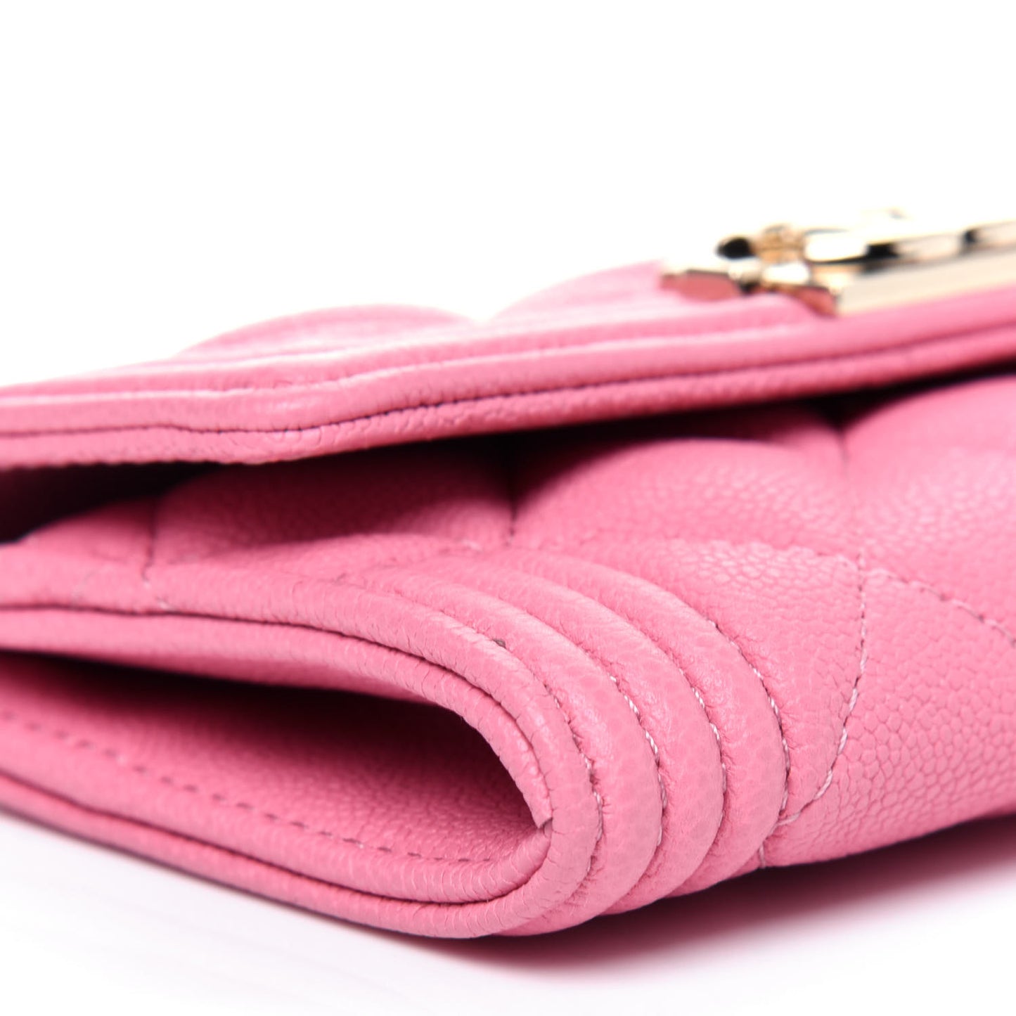 Caviar Quilted Boy Flap Card Holder Wallet Light Pink