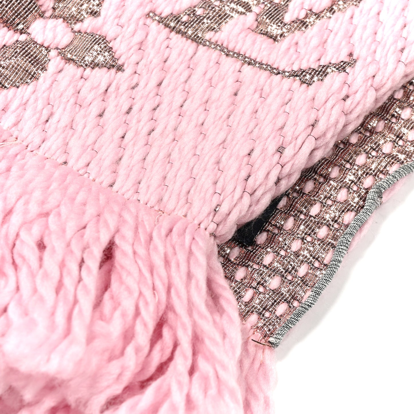 Wool Silk Logomania Shine Scarf Pink