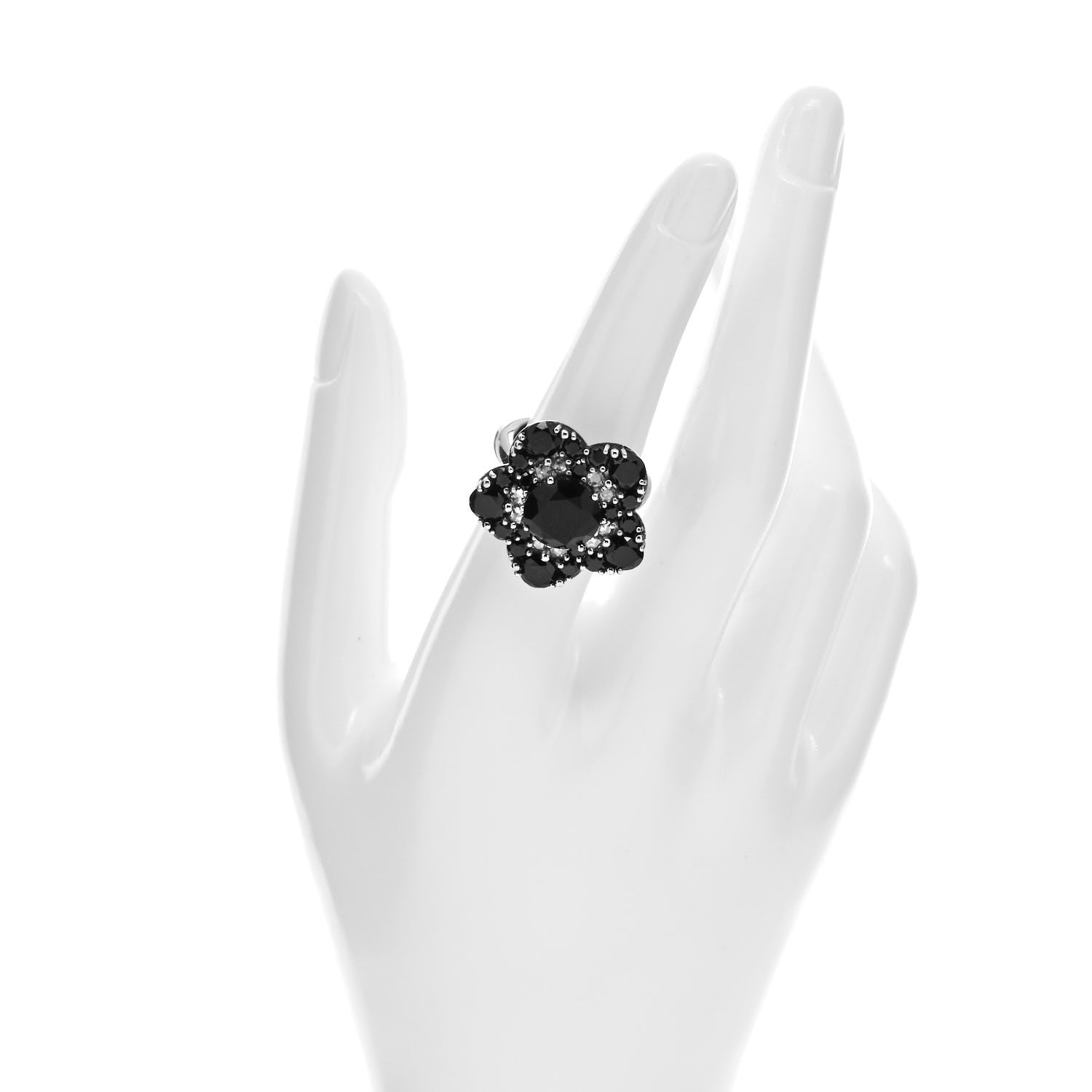 Pasquale Bruni 18K White Gold Black Onyx Spinel Diamond Mandala Ring 54 6.75 2 of 5