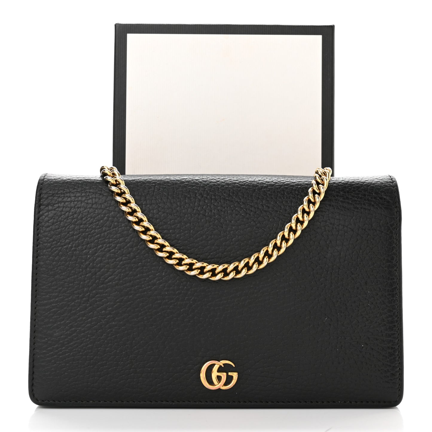 Calfskin Mini GG Marmont Chain Wallet Black