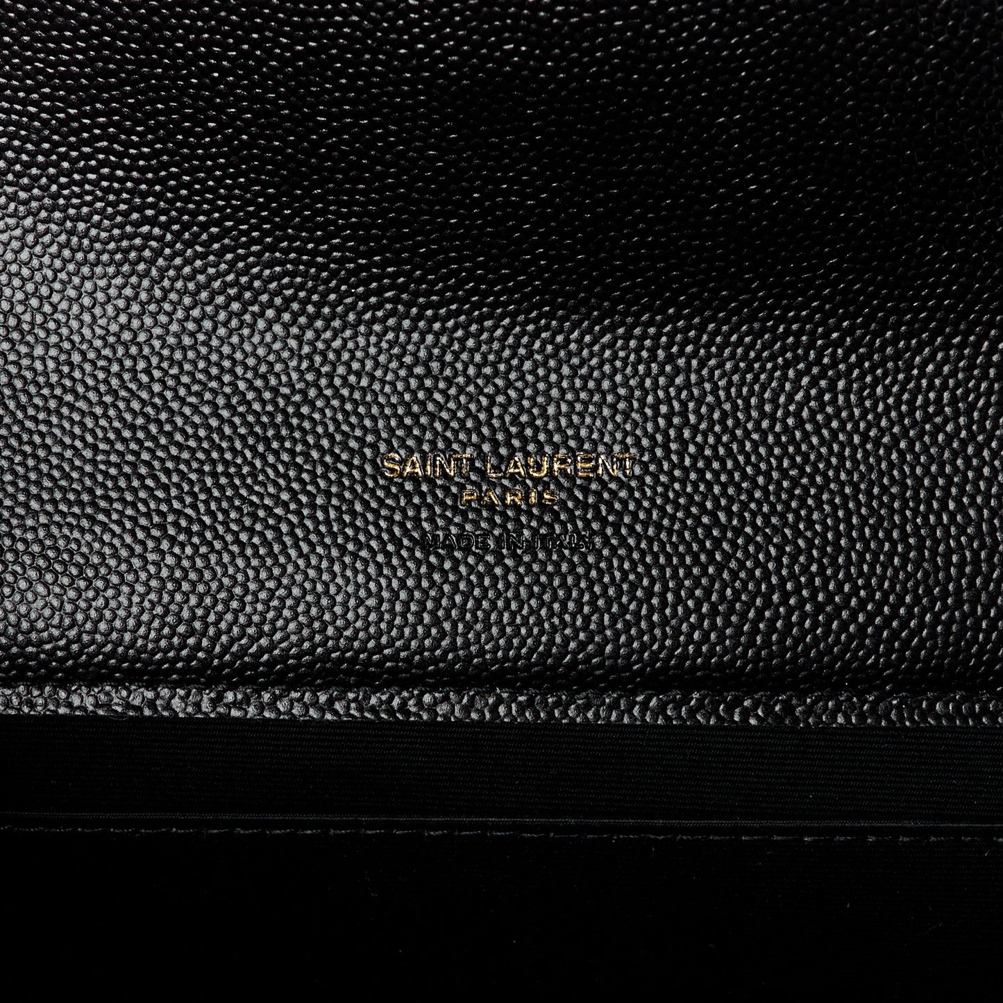Grain De Poudre Matelasse Chevron Monogram Envelope Clutch Black