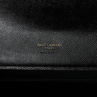 Saint Laurent Grain De Poudre Matelasse Chevron Monogram Envelope Clutch Black 6 of 11