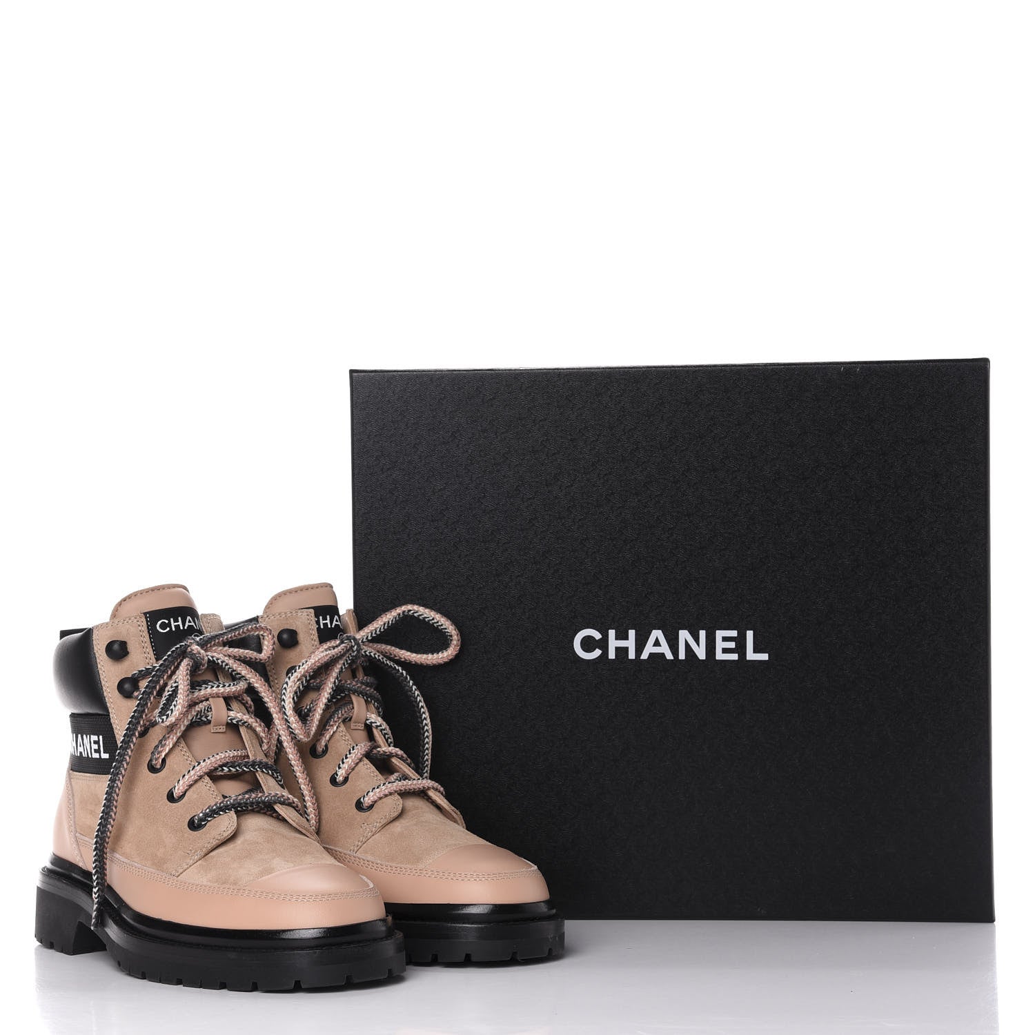 Chanel Suede Calfskin Lace Up Boots 37 Pink 10 of 10