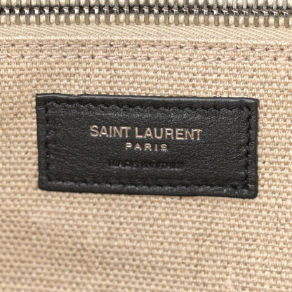Saint Laurent Linen Calfskin Rive Gauche Tote Optic White 6 of 13
