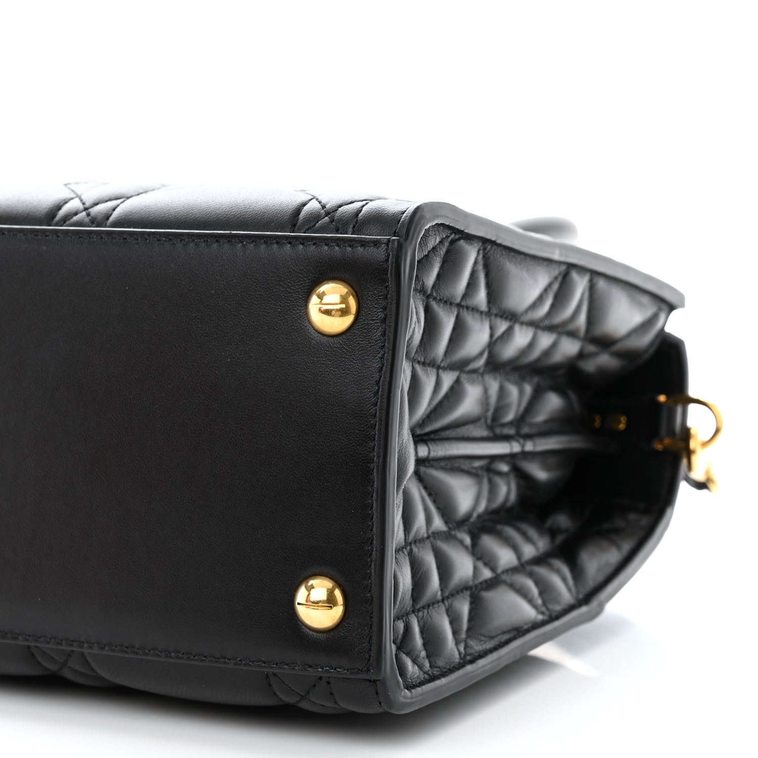 Christian Dior Calfskin Macrocannage Medium St. Honore Tote Black 10 of 13