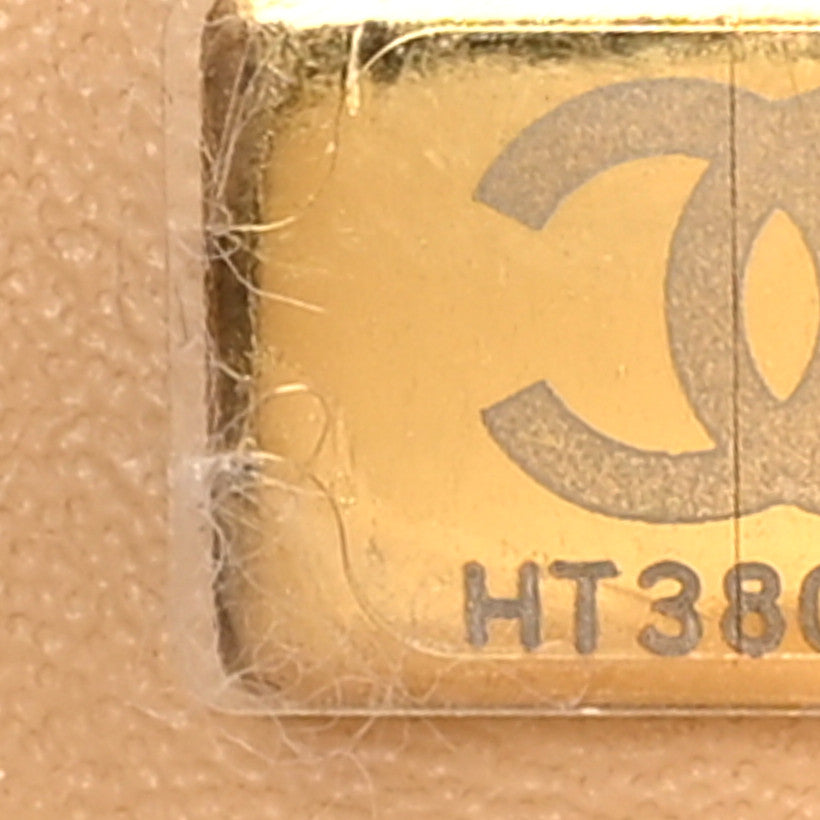 Caviar Quilted Medium Double Flap Beige