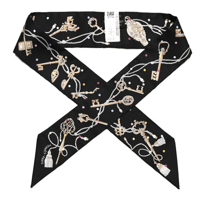 Hermes Silk Les Cles A Pois Twilly Black Beige Rose Multicolor 1 of 4
