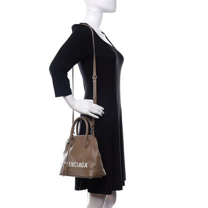 Balenciaga Signature Grained Calfskin Logo S Ville Top Handle Bag Mink Grey White 2 of 10