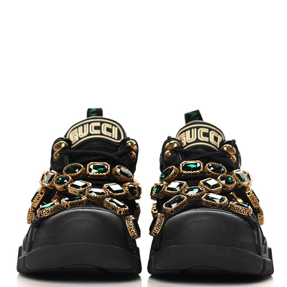 Gucci X SEGA Mesh Suede Calfskin Removable Crystals Womens Flashtrek Sneakers 35.5 Black Silver 3 of 8