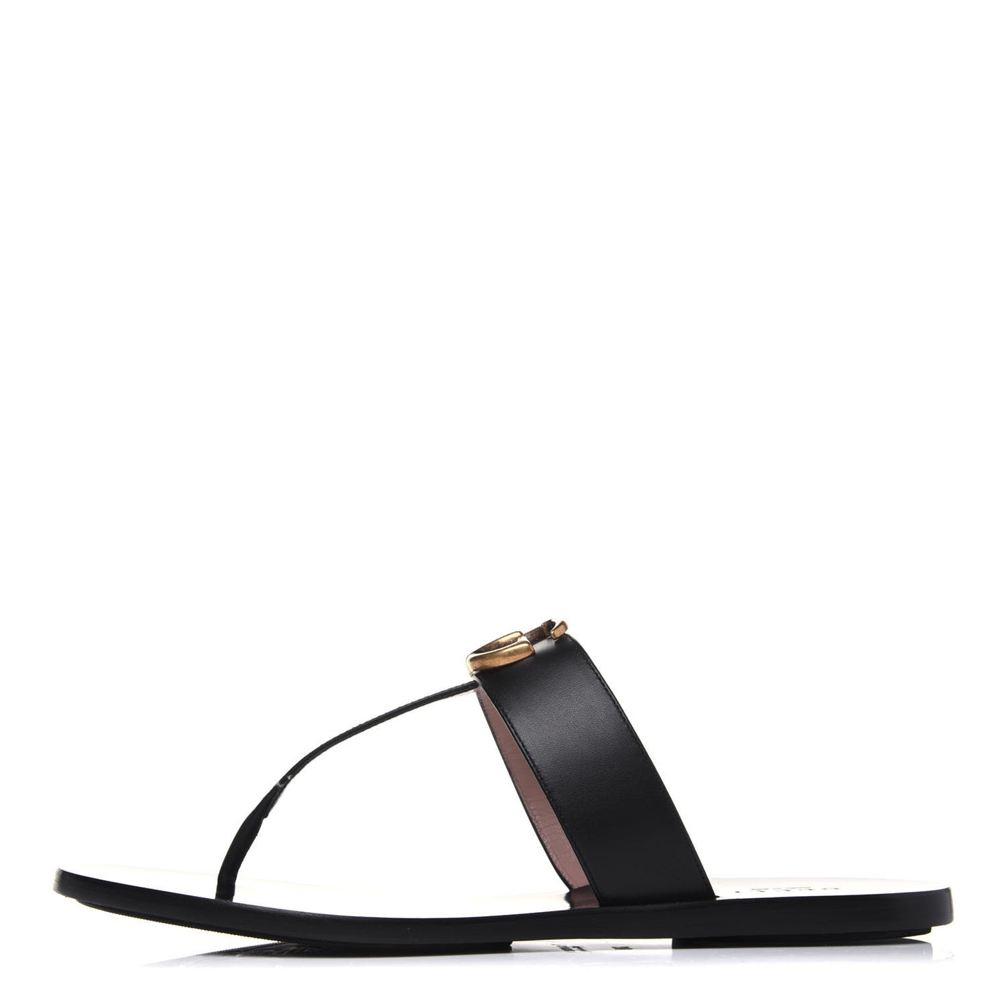 Calfskin GG Marmont Thong Sandals 38 Black