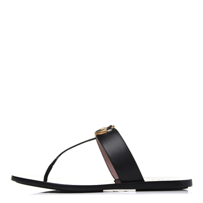 Gucci Calfskin GG Marmont Thong Sandals 38 Black 1 of 15