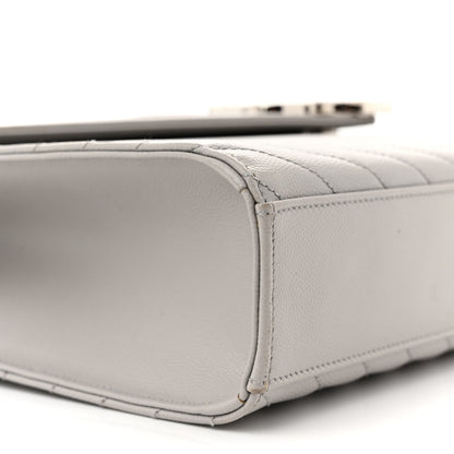 Saint Laurent Grain De Poudre Matelasse Chevron Large Monogram Satchel Light Grey 9 of 13