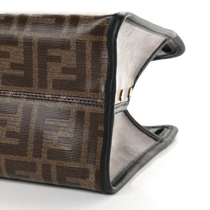 Fendi Glazed Fabric Vitello Century FF 1974 Stamp Patch Mini Peekaboo Defender Cover Mogano Panna Black 10 of 10