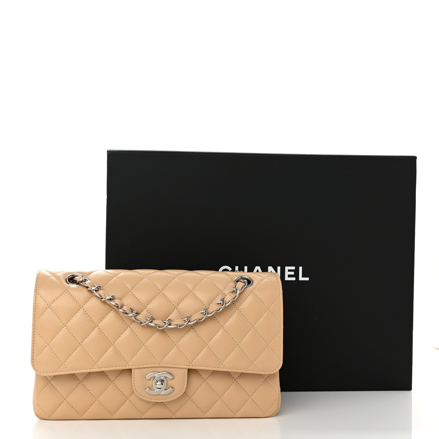 Chanel Caviar Quilted Medium Double Flap Beige 10 of 10