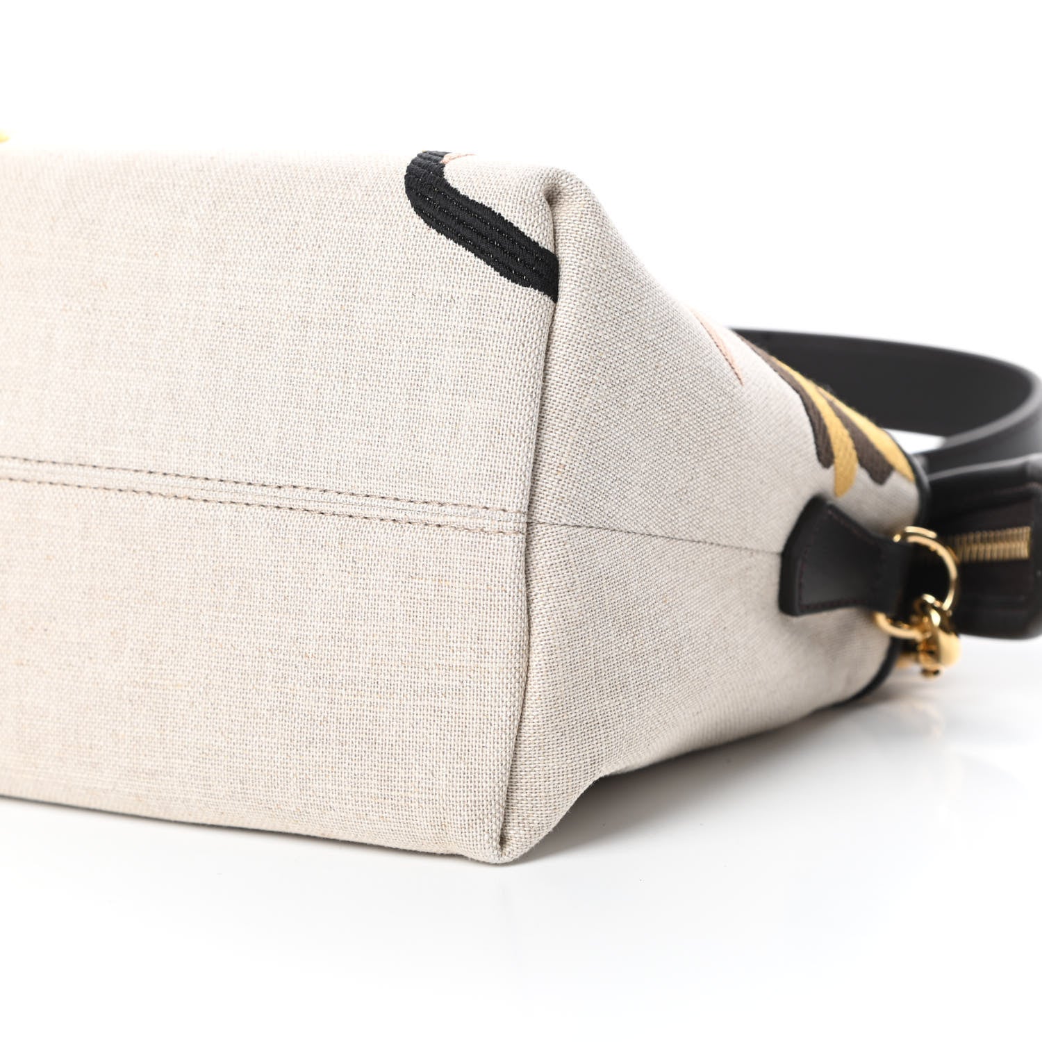 Fendi Canvas Vitello Dolce Psychedelic Flowers Embroidered Medium By The Way Boston Bag Multicolor Ebano 10 of 10