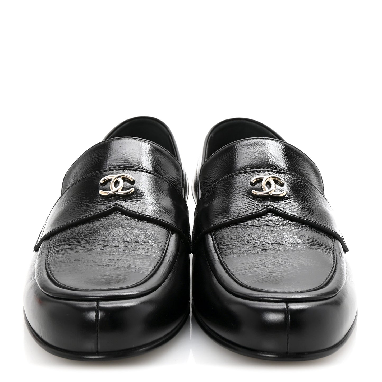 Calfskin CC Moccasin Loafers 38.5 Black