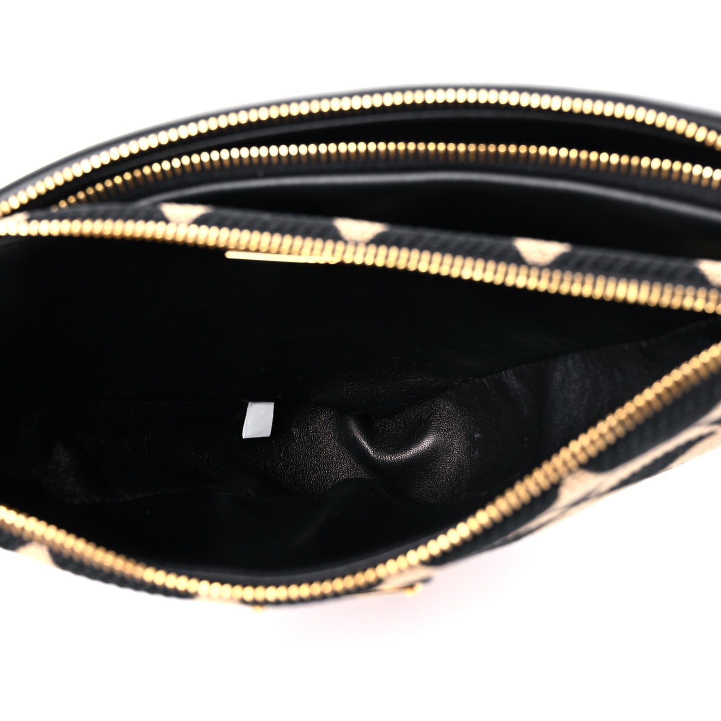 Jacquard Calfskin Triangolo Symbole Embroidered Mini Triangle Double Bag Black Corda