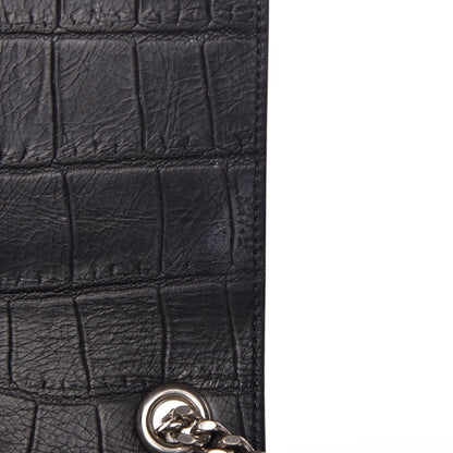 Saint Laurent Calfskin Crocodile Embossed Monogram Small Kate Tassel Satchel Black 10 of 10