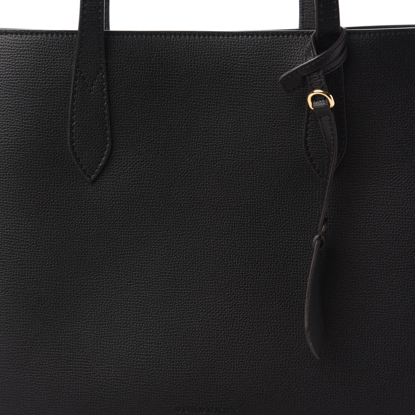 Grainy Calfskin Haymarket Check Medium Reversible Tote Black