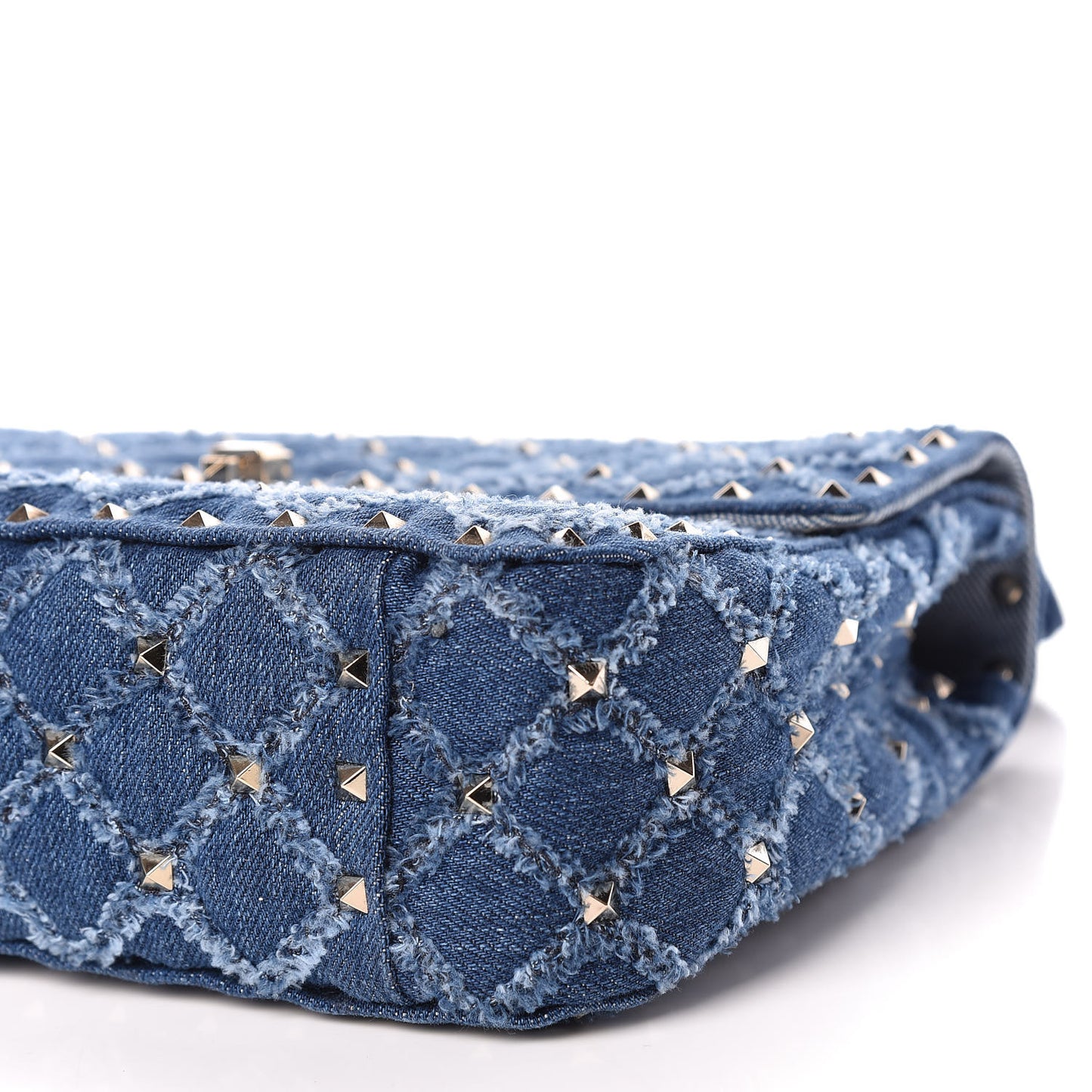 Denim Medium Rockstud Spike Shoulder Bag Denim