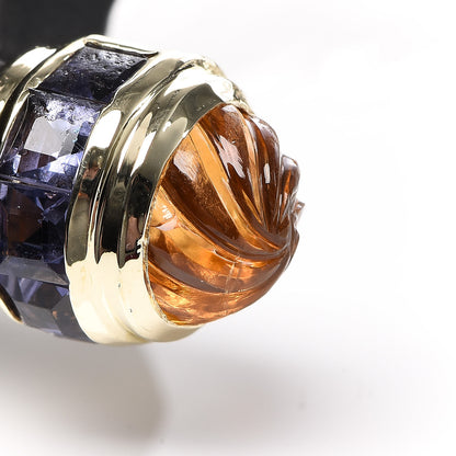 David Yurman Sterling Silver 14K Yellow Gold Citrine Amethyst 10mm Carved Cable Classics Bracelet 5 of 8