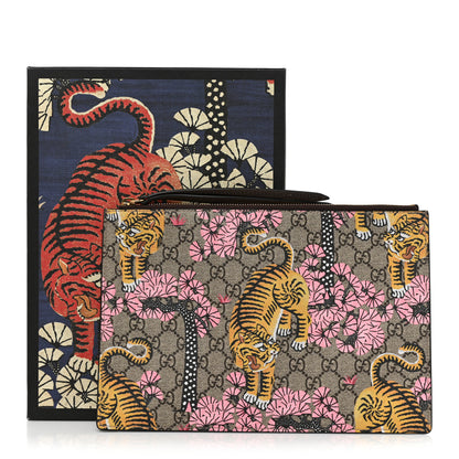 Gucci GG Supreme Monogram Bengal Zip Pouch Beige New Acero Crop Pink 11 of 11
