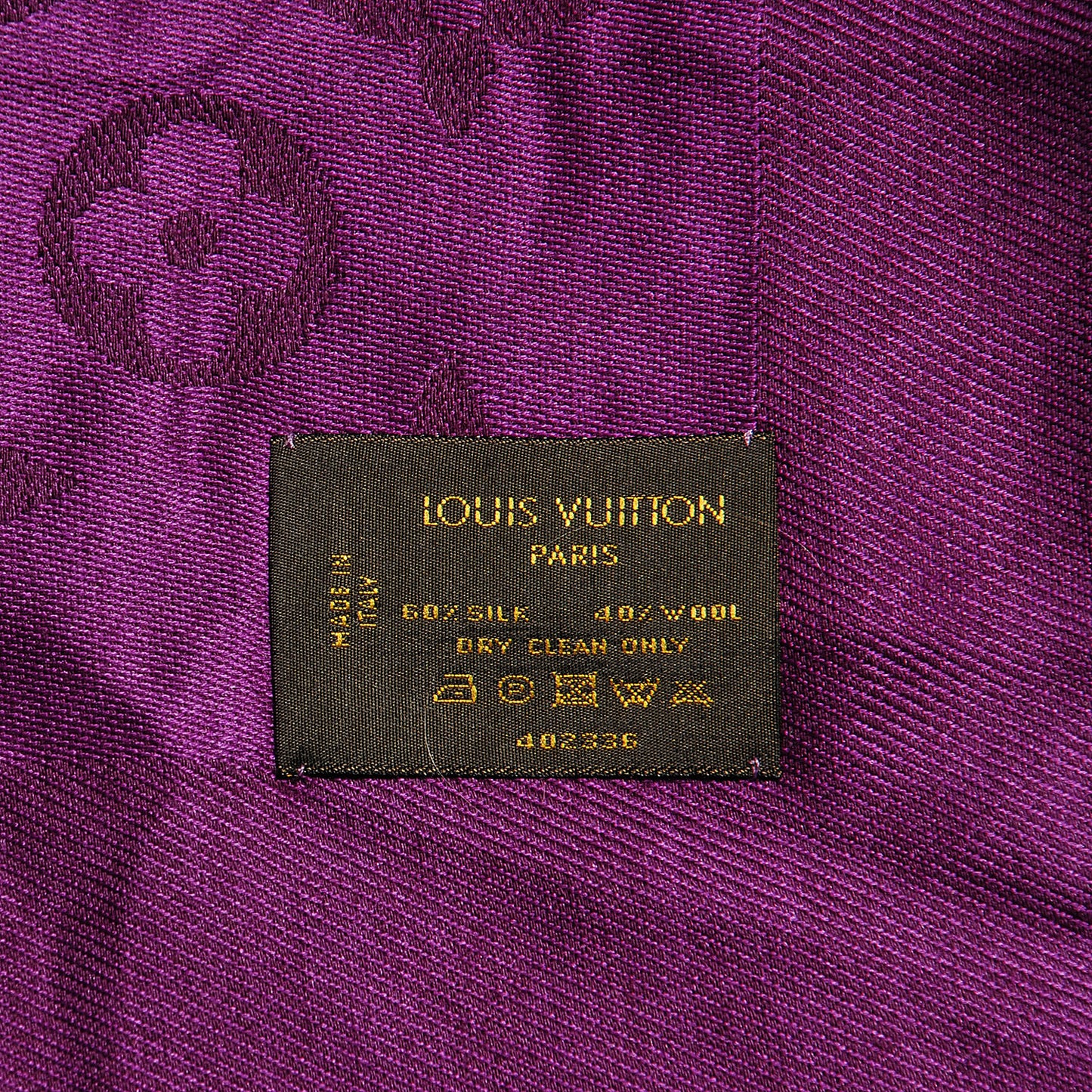 Wool Silk Monogram Shawl Cassis