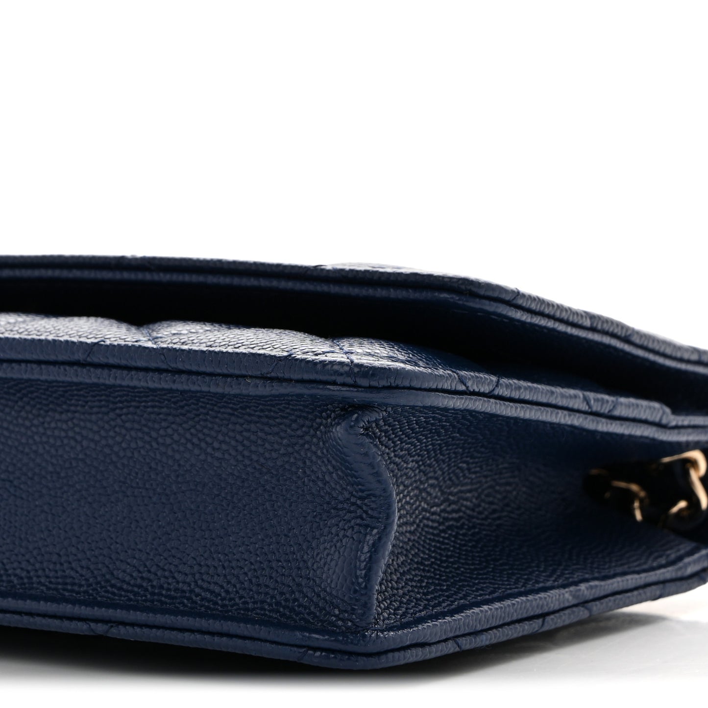 Caviar Quilted Wallet on Chain WOC Navy Blue