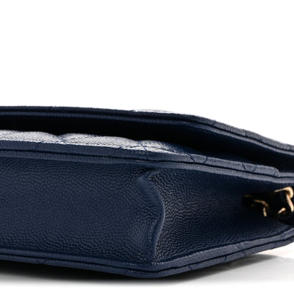 Chanel Caviar Quilted Wallet on Chain WOC Navy Blue 11 of 14