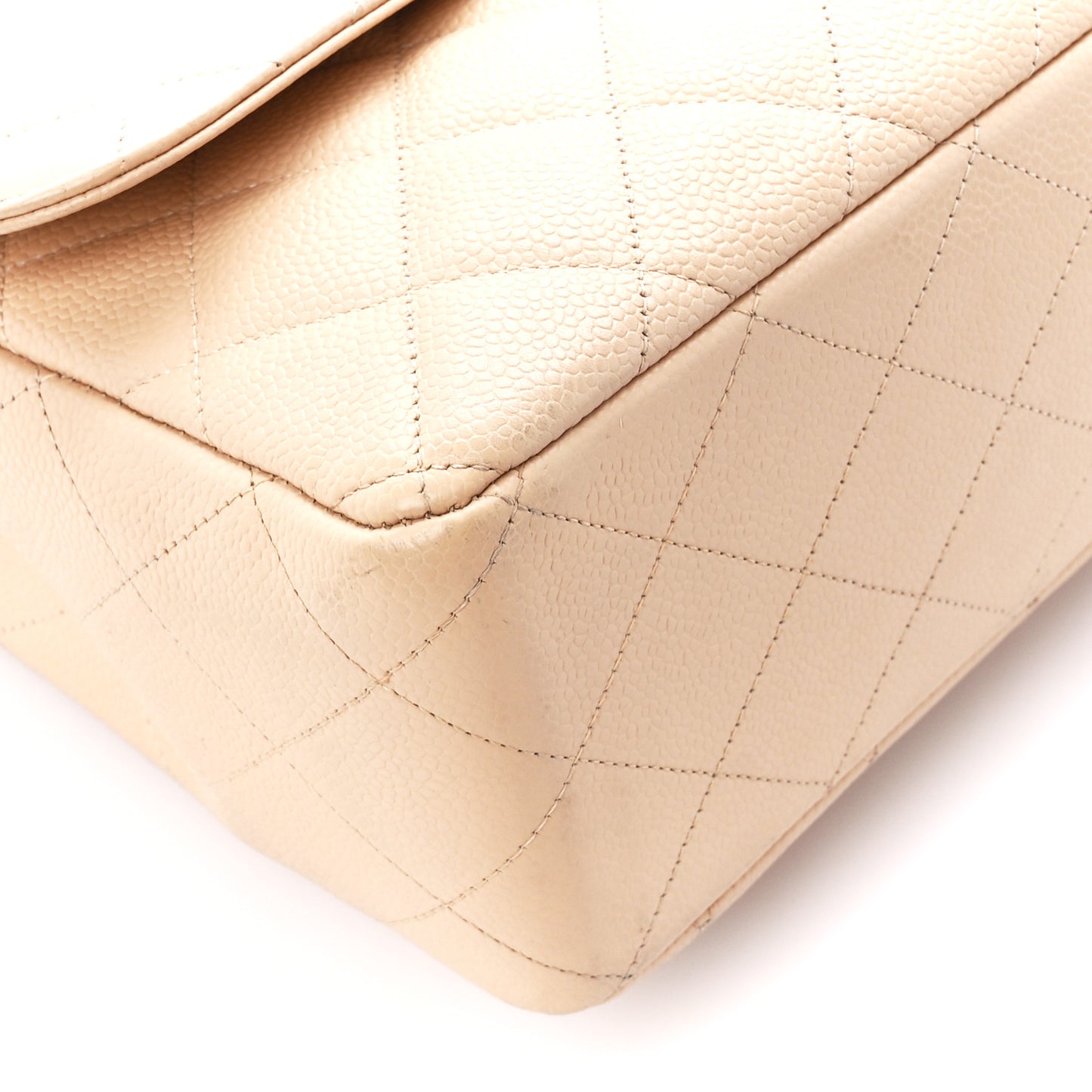 Caviar Quilted Jumbo Single Flap Beige