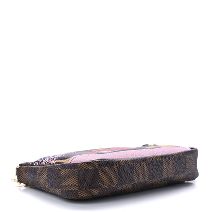 Louis Vuitton Damier Ebene 2019 Christmas Animation Mini Pochette Accessories Red 4 of 11