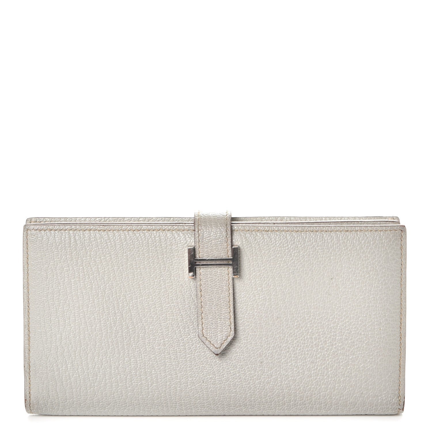 Hermes Chevre Mysore Bearn Gusset Wallet Gris Perle 1 of 9