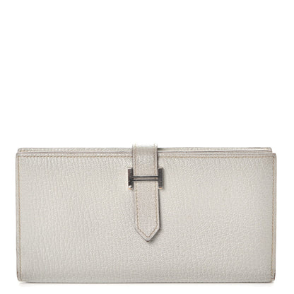 Hermes Chevre Mysore Bearn Gusset Wallet Gris Perle 1 of 9