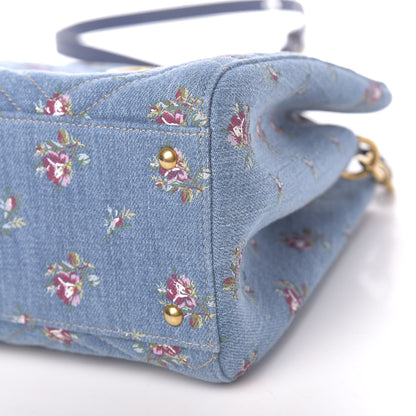 Gucci Denim Matelasse Flora Small GG Marmont Tote Blue 10 of 10