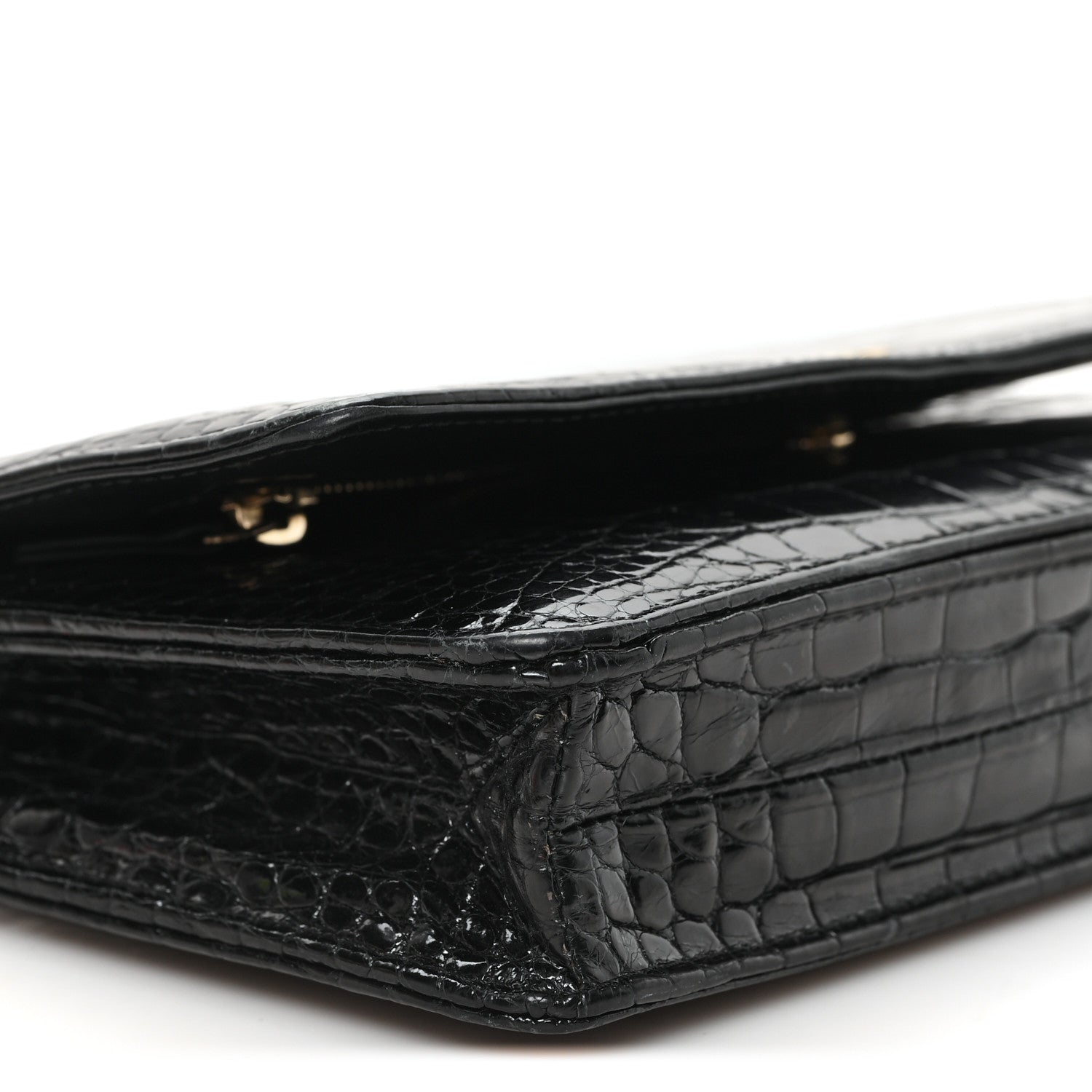Chanel Shiny Crocodile Wallet on Chain WOC Black 10 of 11