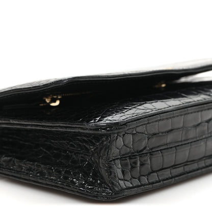 Chanel Shiny Crocodile Wallet on Chain WOC Black 10 of 11