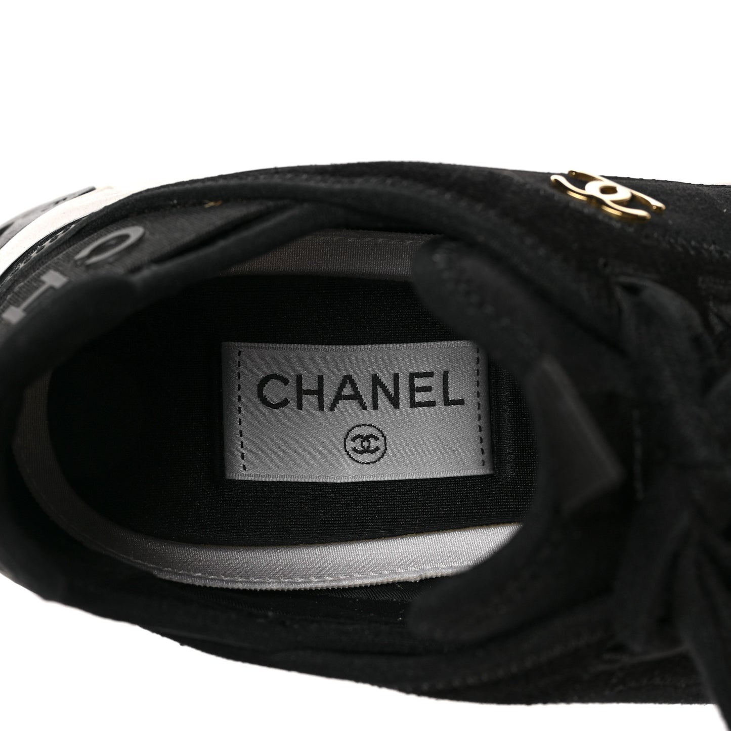 Velvet Calfskin Mixed Fibers CC Sneakers 38.5 Black