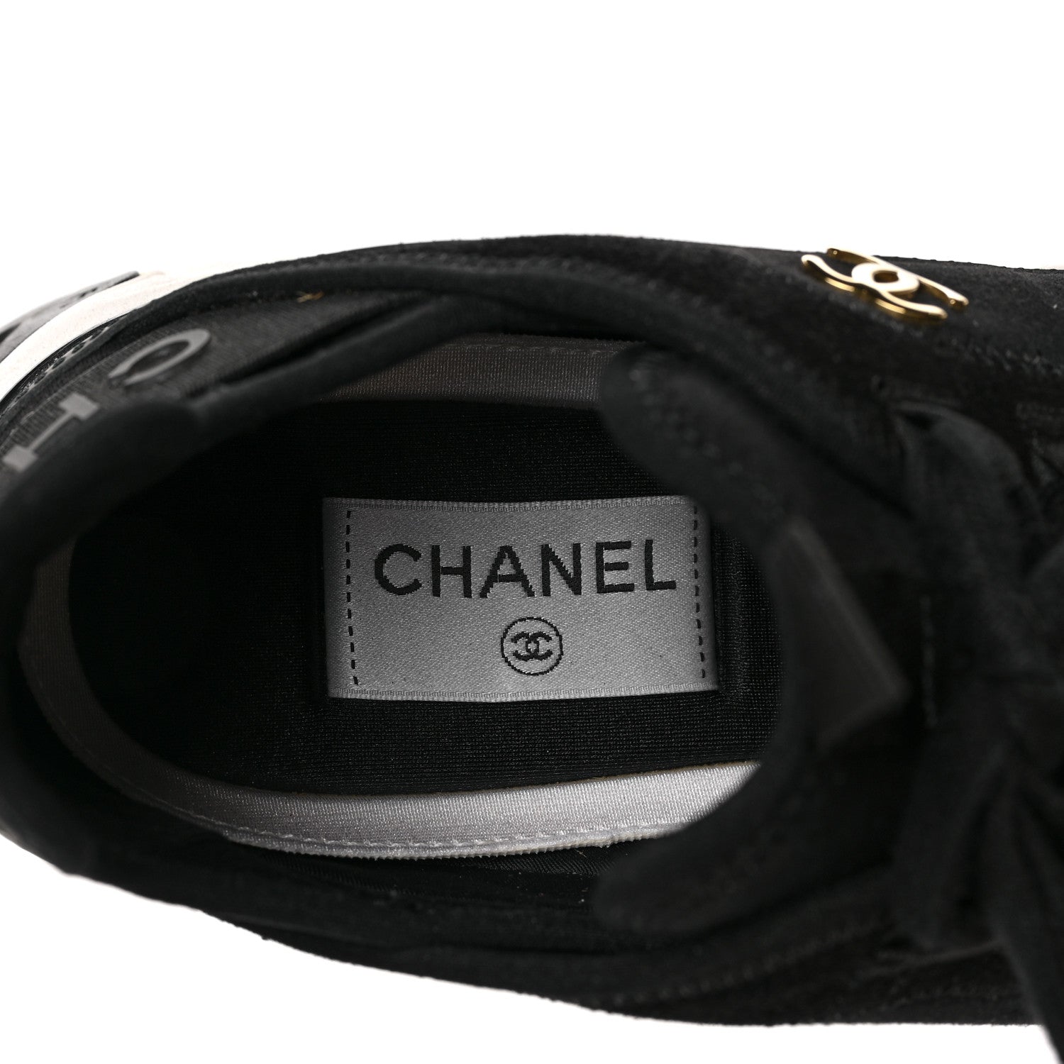 Chanel Velvet Calfskin Mixed Fibers CC Sneakers 38.5 Black 7 of 9
