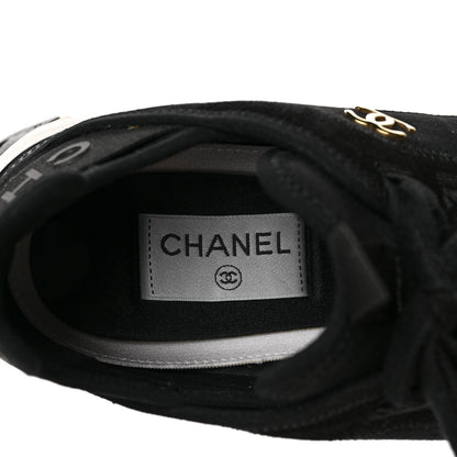 Chanel Velvet Calfskin Mixed Fibers CC Sneakers 38.5 Black 7 of 9
