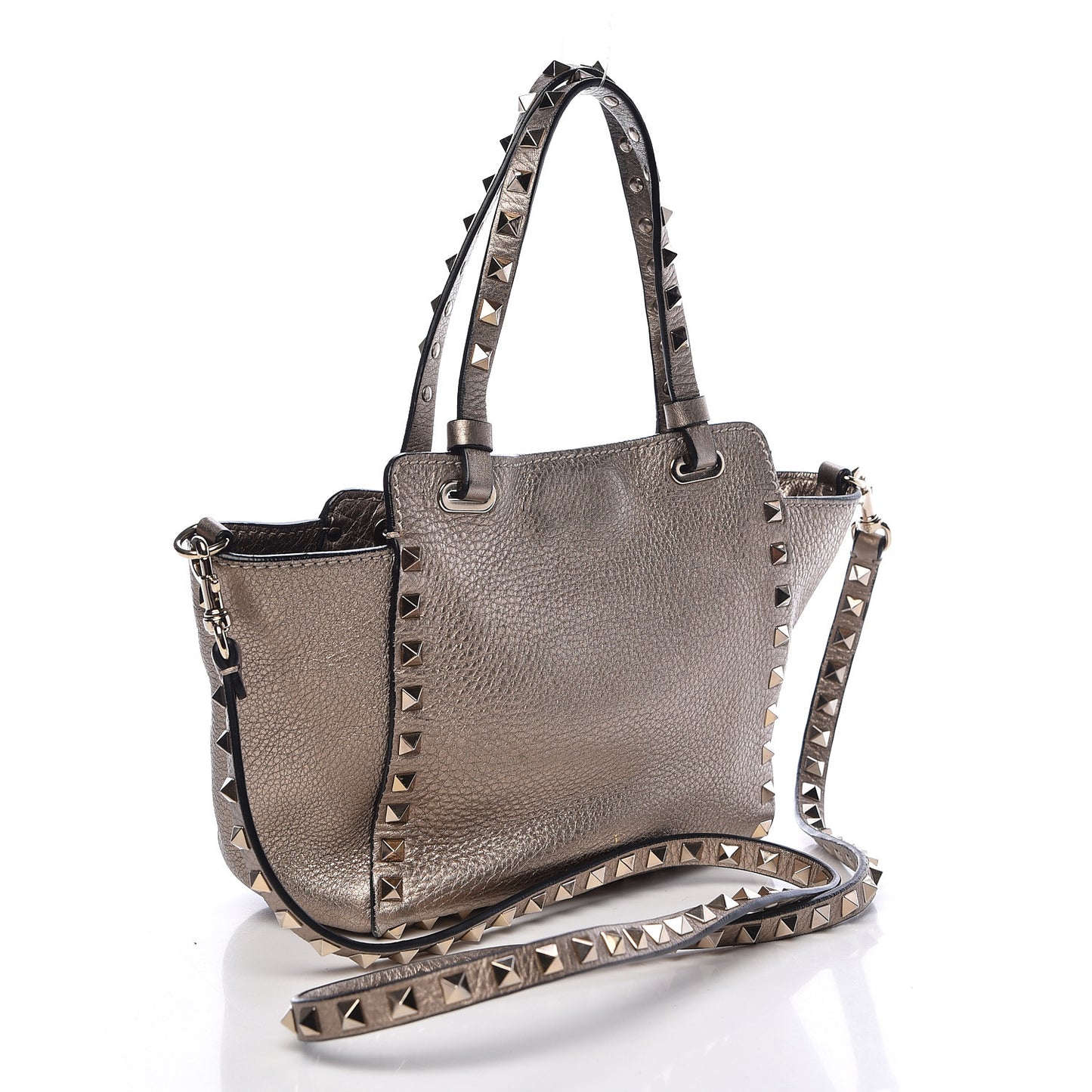 Metallic Alce Printed Calfskin Mini Rockstud Tote Sasso