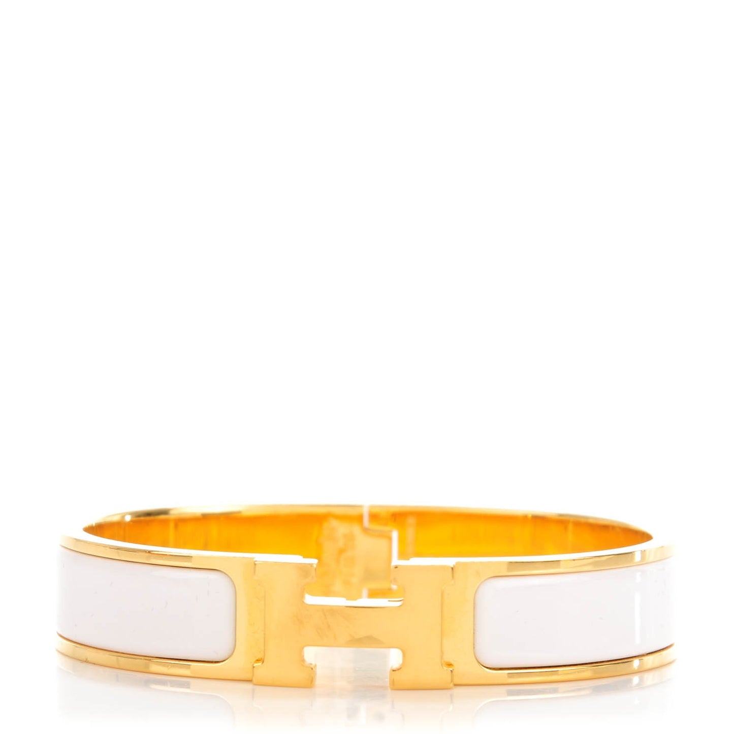 Enamel Narrow Clic Clac H Bracelet PM White