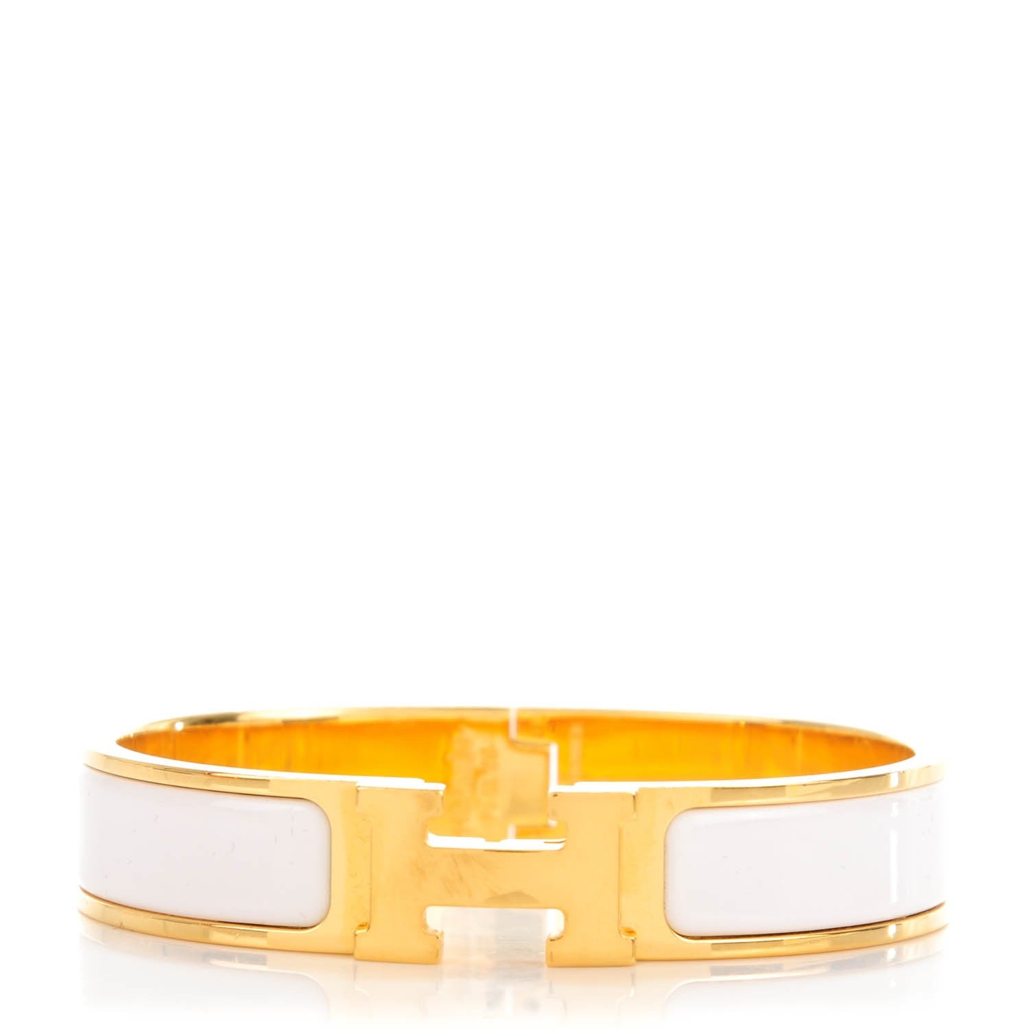 Hermes Enamel Narrow Clic Clac H Bracelet PM White 1 of 5