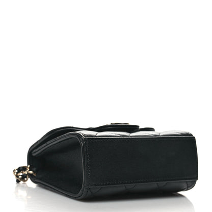 Chanel Lambskin Quilted Top Handle Flap Clutch With Chain Black 4 of 11