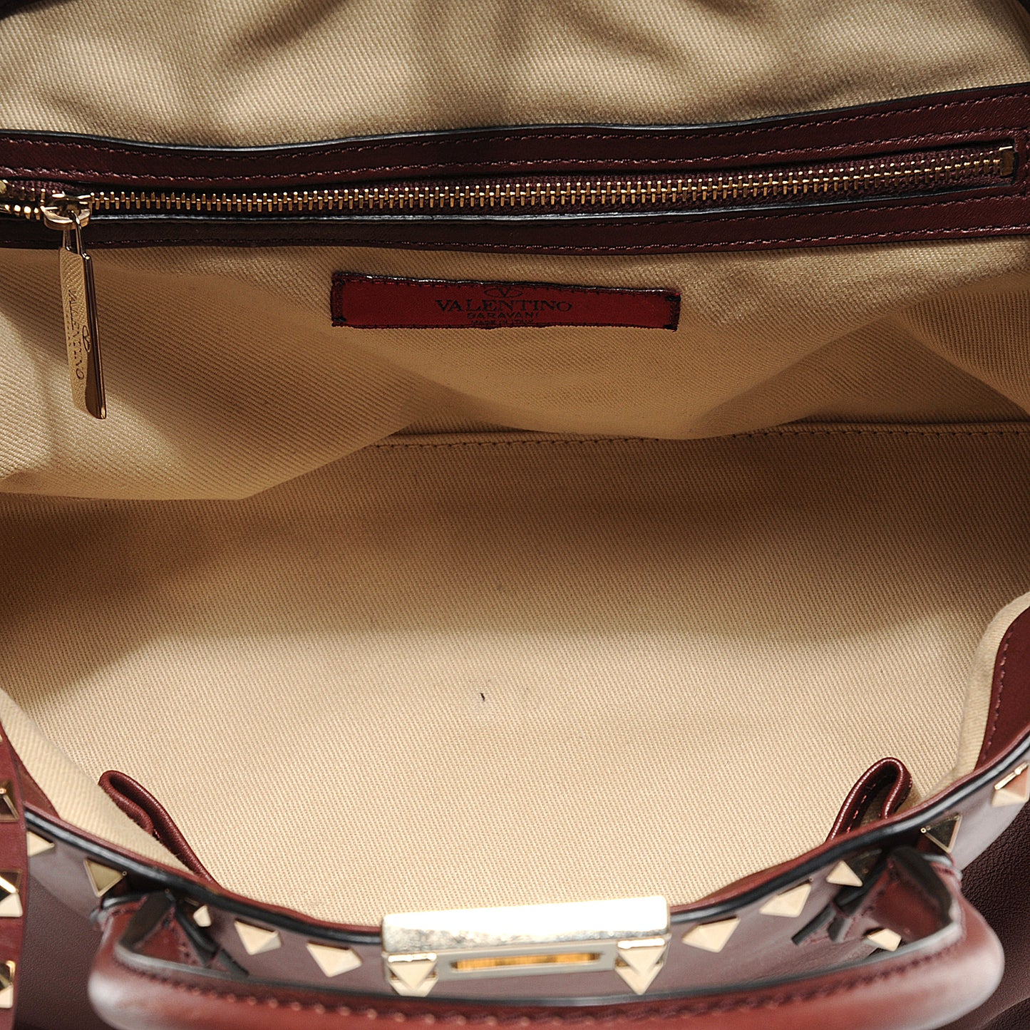 Leather Rockstud Dome Satchel Prun